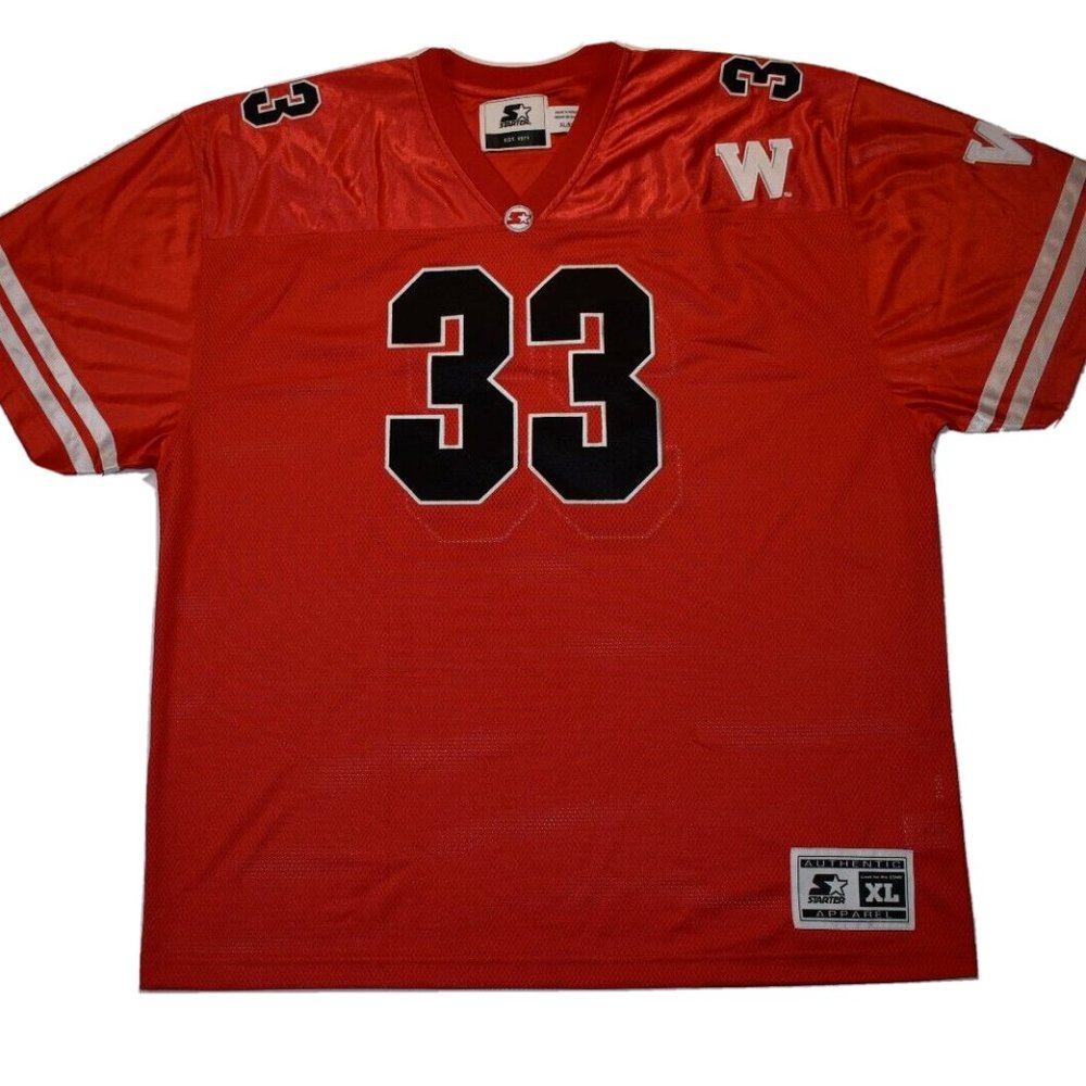 Starter Mens NCAA Wisconsin Badgers Ron Dayne Sewn Red Football Jersey New